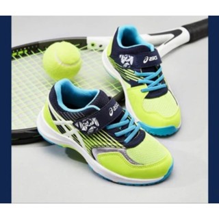 Asics รองเท้าเด็ก สีเขียว รองเท้าเทนนิส รองเท้าออกกำลังกายเด็ก size 35 (ขนาดเท้าด้านใน 21cm. -22cm)