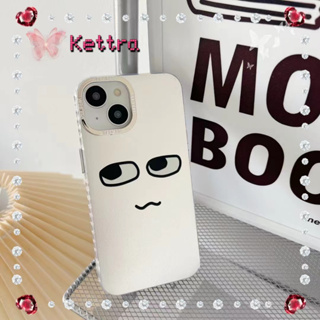 💜Kettra💜ป้องกันการหล่น ขอบเต็ม iPhone 11 14 pro max เส้นขอบโปร่งใส เงิน ตลก อีโมติคอน เรียบง่าย case for iPhone 12 13