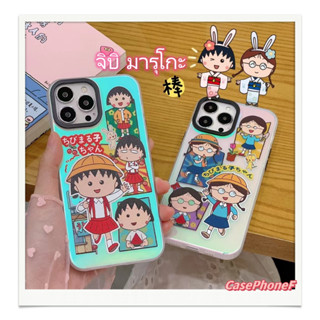 ✨ส่งของขวัญ✨เคส for iPhone 11 14 Pro Max Case for iPhone 12 13 ป้องกันการตก การป้องกัน จิบิ มารุโกะ เลเซอร์ สาวน่ารักหัว