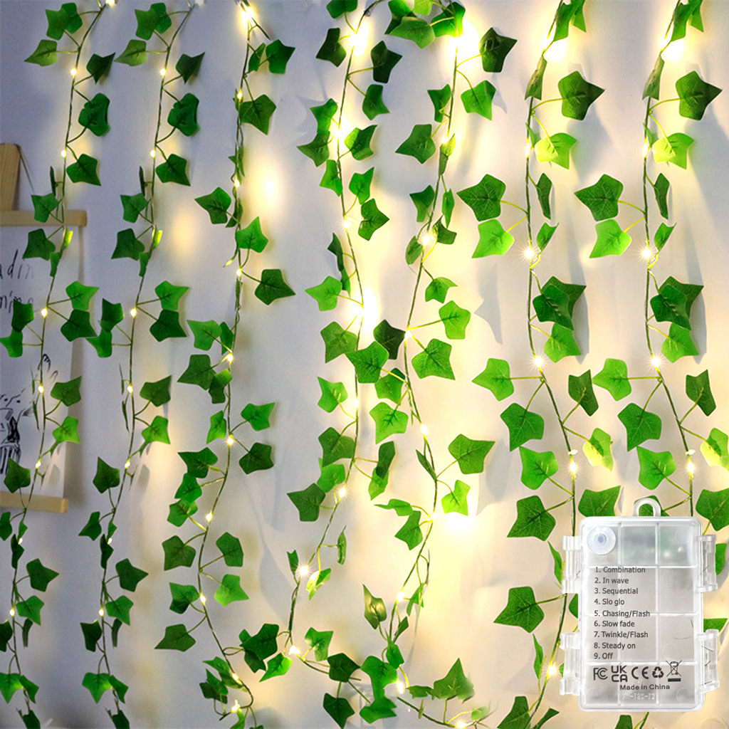 5m / 10m LED Fairy string lights เลียนแบบ Ivy รีโมทคอนโทรลแบตเตอรี่ / ไฟตกแต่งสวนพลังงานแสงอาทิตย์