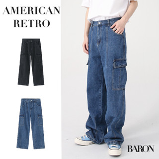 BARON Retro Workwear Jeans กางเกงยีนส์ทรงคาร์โก้สไตล์อเมริกันย้อนยุค