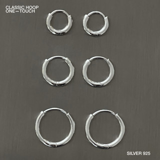 (one-touch hoop) : CLASSIC HOOP one-touch silver925 / ต่างหูห่วงเงินแท้ ต่างหูห่วงล็อค (ราคาต่อคู่) /  YOUR WISHLIST