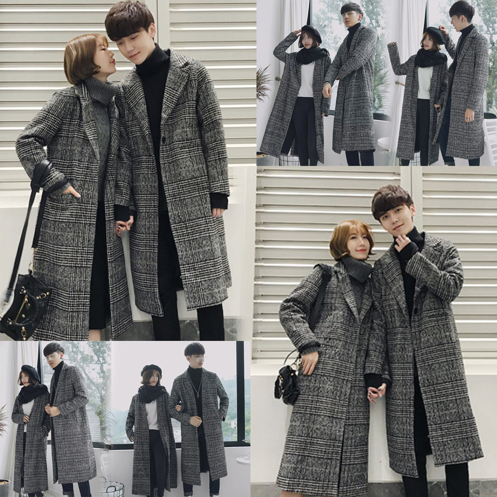 1337 พร้อมส่ง ส่งออกจากไทย โค้ทผ้าวูลตัวยาว ลายสก๊อต ใส่ได้ทั้งชาย/หญิง  แขนยาว เสื้อกันหนาว อุ่นดี