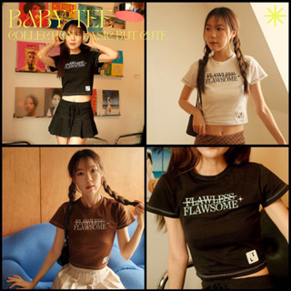 New in! Jiwliw Baby Tee - Flawsome เสื้อครอปปักฟ้อนต์และโลโก้หนัง