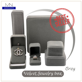 กล่องกำมะหยี่ Premium Jewelry Box สีเทา กล่องผ้ากำมะหยี่ กล่องสีเทา กล่องใส่เครื่องประดับ กล่องใส่สร้อย กล่องใส่แหวน