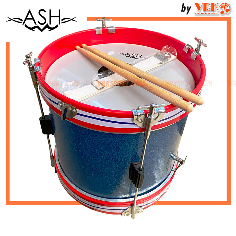 ASH กลองพาเหรด ขนาด 14" สีฟ้า - พร้อมไม้ตี และสายสะพายกลอง - กลองมาร์ชชิ่ง