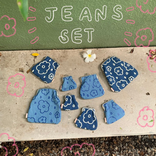 amuse stuff-jeans flower set กระเป๋าผ้ายีนส์ลายดอกไม้