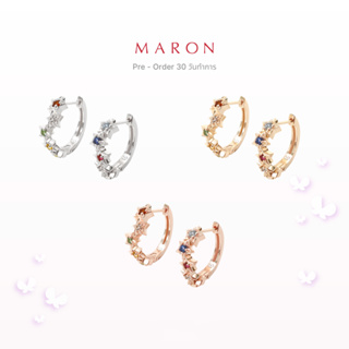 [Pre-Order 30วัน] MARON - Nine Lucky Stars Huggie Earring ชุบสี White Gold ต่างหูดาวนพเก้า เสริมดวง เงินแท้925