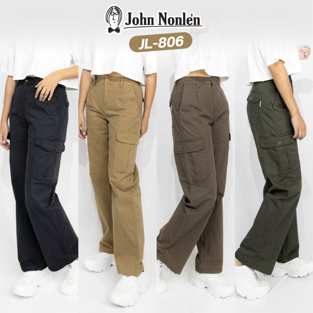 John Nonlen กางเกงคาร์โก้ผู้หญิง ผ้ายืด เกรดพรีเมี่ยม รุ่น JL-806 จอห์น นอนเล่น
