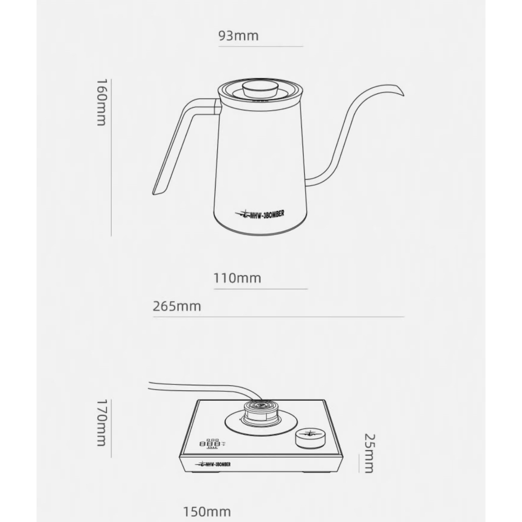 MHW-3BOMBER Assassin Electric Coffee Kettle กาไฟฟ้า กาดริปกาแฟ ขนาด 600 ml [ ปลั๊กไทย ] ราคา ถูกที่สุด ดีลบีเคเค แกลเลอรีภาพที่ 9