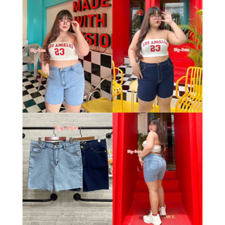 BB Big Jeansยีนส์ขา3ส่วนเอวสูงไซส์ใหญ่สำหรับคนอ้วน