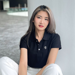 ✨POLOLAND สินค้ามาใหม่✨ เสื้อโปโลหญิง ทรงเข้ารูปเบสิก - สีดำ (ใส่เที่ยวใส่ทำงานก็สวย น่ารัก เกาหลี)