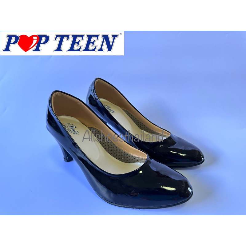 New รองเท้าคัชชู popteen pt 2715  หนังแก้ว นักเรียน นักศึกษา  วัยทำงาน  สำหรับผู้หญิง