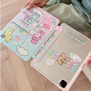 🪐24 ชั่วโมงเคส🪐 เคสไอแพด Air5 Gen9 ช่องใส่ปากกาขวา Cute Bear Acrylic Gen8 Gen7 เคส ipad Pro 11 2021 gen10 air4 air3 mini