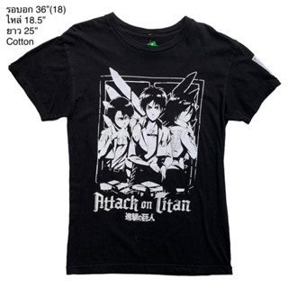 🌼มือ2🌼Attack on Titan เสื้อยืด คอกลม สีดำ