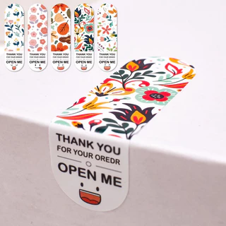 พร้อมส่งในไทย สติกเกอร์ ลายหน้ายิ้ม Thank You สีขาว แบบน่ารัก 1 แพ็คมี 100 ดวง