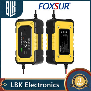 เครื่องชาร์จแบตเตอรี่ FOXSUR รถยนต์ 12V 6A 4-120Ah Pulse Repair จอแสดงผล LCD อัจฉริยะ Fast Charge รุ่น FBC1206E