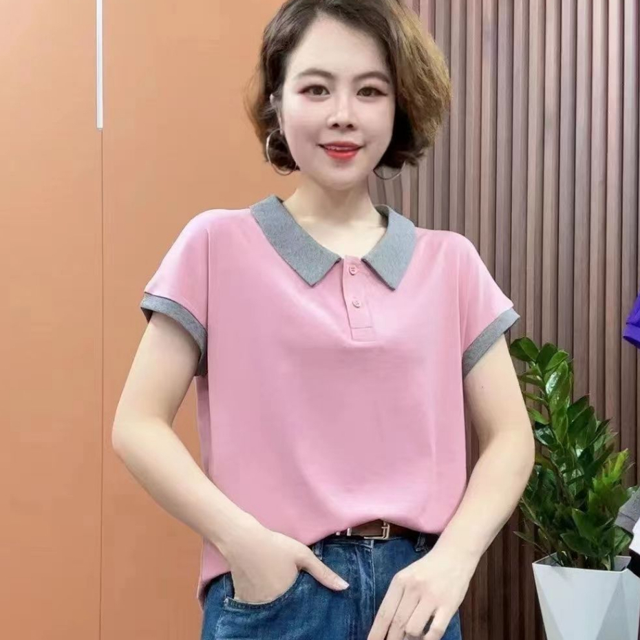 ที่นิยมมาก ที่สุด รูปแบบล่าสุด แทรกสี แขนสั้น เสื้อโปโล 4สี M~5XL