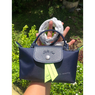 💙พร้อมส่งของแท้💯 LONGCHAMP LE PLIAGE GREEN Pouch with handle - Blue