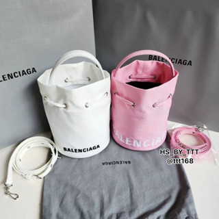 Balenciaga Wheel Xs Bucket Bag In Fabric Pink  มาพร้อม การ์ด ถุงผ้า สาย  BALENCIAGA 619458H854N5560