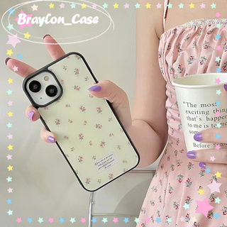 🌷Braylon🌷จัดส่งภายใน24ชม ขอบเต็ม iphone 11 14 pro max เรียบง่าย เล็กและสด ขอบดำ สาวน่ารักหัวใจ case for iPhone 12 13