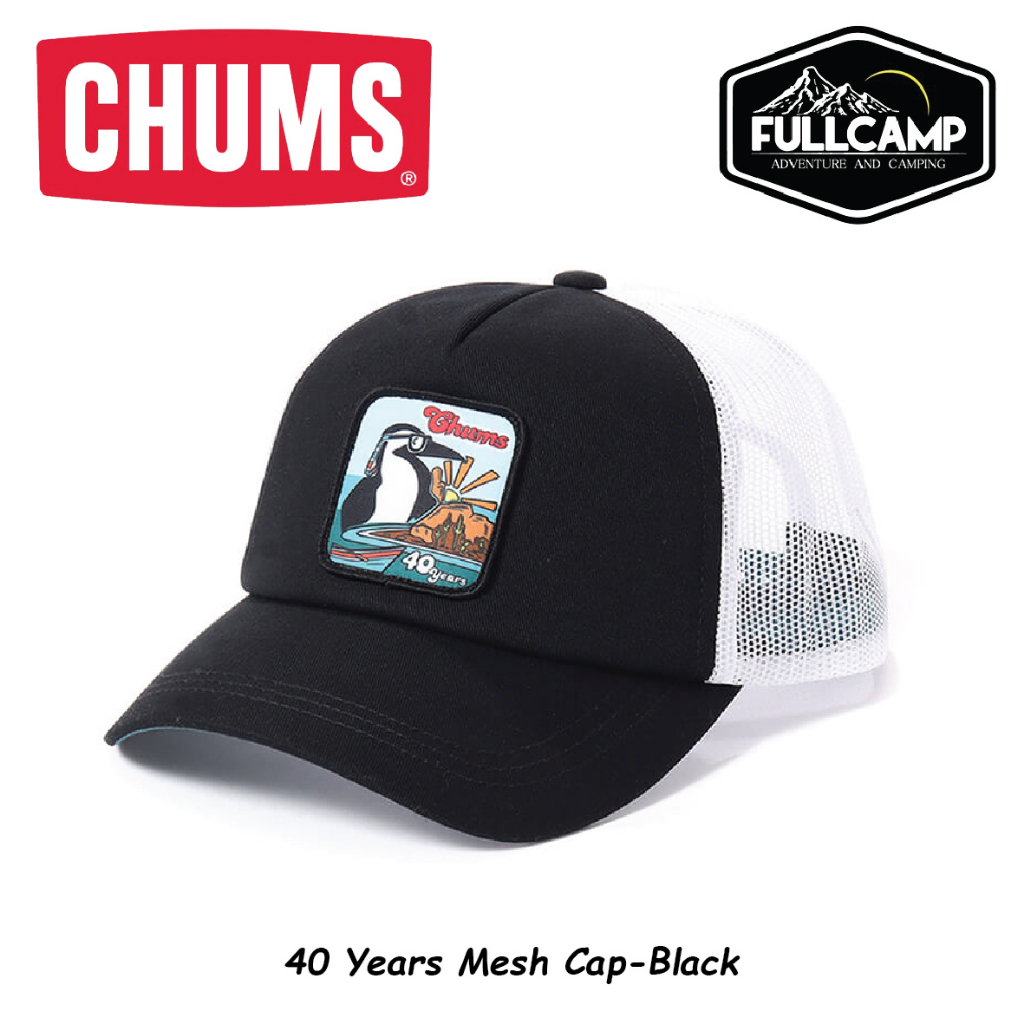 Chums 40 Years Mesh Cap-Black หมวกแคมป์ปิ้งครบรอบ 40 ปีชัมส์