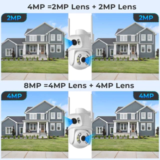 กล้องวงจรปิดแบบเลนส์คู่8MP(APP:ICSEE)4K PTZ WiFi กล้องคู่พร้อมหน้าจอคู่ Ai ตรวจจับของมนุษย์ติดตามอัตโนมัติกล้องเฝ้าระวัง