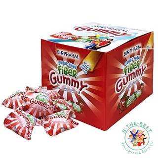 Biopharm Sugar Free Fiber Gummy ไบโอฟาร์ม กัมมี่ ไฟเบอร์ ไม่มีน้ำตาล กลิ่นสตรอเบอร์รี่ จำนวน 1  กล่อง บรรจุ 20 ชิ้น