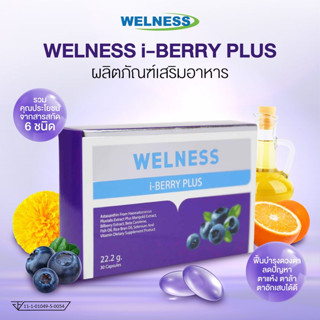 Welness i-Berry Plus ขนาด 30 แคปซูล เวลเนส ไอเบอร์รี่ พลัส อาหารเสริม บำรุงดวงตา บำรุงสายตา ลดการเมื่อยล้าของดวงตา