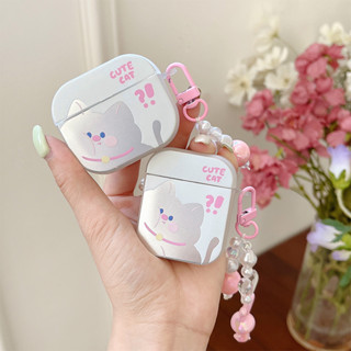 เคสแอร์พอด 3 Case Airpods 3 pro2 case กระจกแบน การ์ตูน น่ารัก แมว พร้อมจี้ เคส Airpod 3 pro2 case เคส Airpod 1 gen2 case