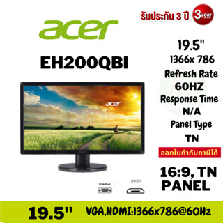 MONITOR (จอมอนิเตอร์) ACER EH200QBI 19.5" TN HD 60Hz,,มี VGA / HDMI