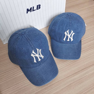 พร้อมส่ง MLB Denim Unstructured Ball Cap NEW YORK YANKEES หมวกสีน้ำเงิน logo NY 💙💙 Boston Red Sox หมวกสีฟ้า logo B ❄️❄️