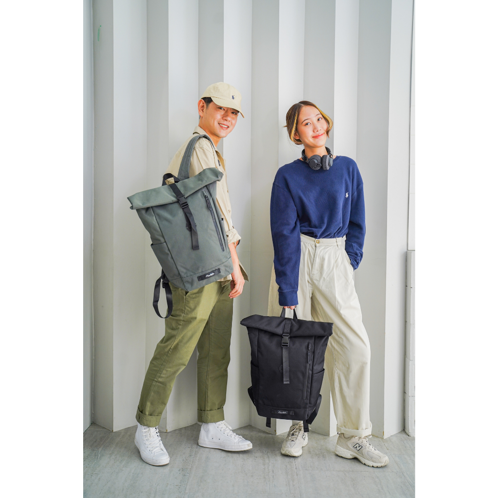 Bagsbird BM01 เป้สะพายหลังเคลือบกันน้ำ ซิปกันนํ้าช่องใส่โน๊ตบุ๊ครองรับ14 นิ้วขยายได้ 4นิ้ว