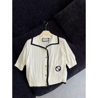 Gucci Knitted Polo COTTON CARDIGAN WITH INTERLOCKING G 2023