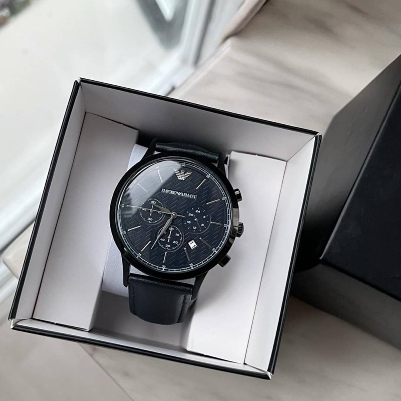 (ผ่อน0%) นาฬิกาชาย Emporio Armani AR2481 Renato Leather Strap Men's Watch หน้าปัด 43 mm สายหนัง