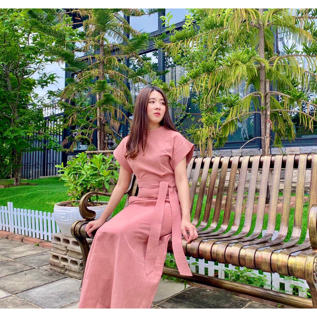 เดรสยาวซิปหลัง แถมโบว์ผูกทุกชุด ดีเทลเย็บสวยทุกจุด สีสวย