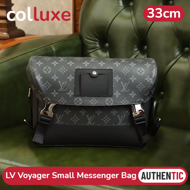 👜หลุยส์วิตตอง Louis Vuitton กระเป๋าแมสเซนเจอร์รุ่น PM Voyager Small Messenger Bag M40511 ลาย Monogram Eclipse แคนวาส