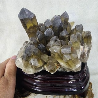 หินก้อนสโมกกี้ซิทริน(Smoky Citrine)หินสโมคกี้ควอตซ์ (Smoky Quartz)สูง 16 ซม.หน้ากว้าง 14 ซม.หนา 10 ซม.น้ำหนัก 1,550 g.