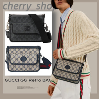 🍒กุชชี่ GUCCI GG Retro series messenger bag🍒กระเป๋าสะพายข้าง/กระเป๋าสะพายข้าง🍒