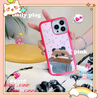 ❤️ส่งของขวัญ❤️ เคสไอโฟน 11 12 13 14 Pro Max หมีน้อย สาวน่ารักหัวใจ พื้นผิวกระจก ความนิยม Case for iPhone ป้องกันการตก