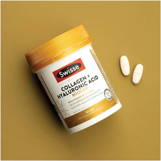Swisse Beauty Collagen + Hyaluronic Acid Booster 80 Tablets คอลลาเจน+ไฮยาลูโรนิก เพิ่มความยืดหยุ่น ผิวกระจ่างใส