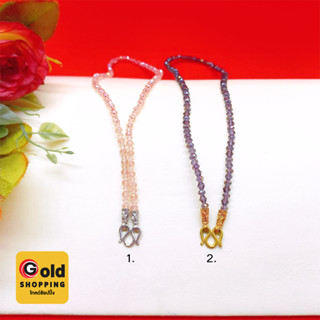สร้อยคอคริสตัล ขนาด 3x4 มิล หัวจรวดและตะขอสีทอง,สีโรเดียม สร้อยคอห้อยพระ ความยาว 18 นิ้ว