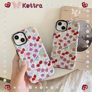 💜Kettra💜ป้องกันการหล่น ขอบเต็ม iPhone 11 14 pro max ผลไม้ ความคิดสร้างสรรค์ สีแดง หวานสวย case for iPhone 12 13