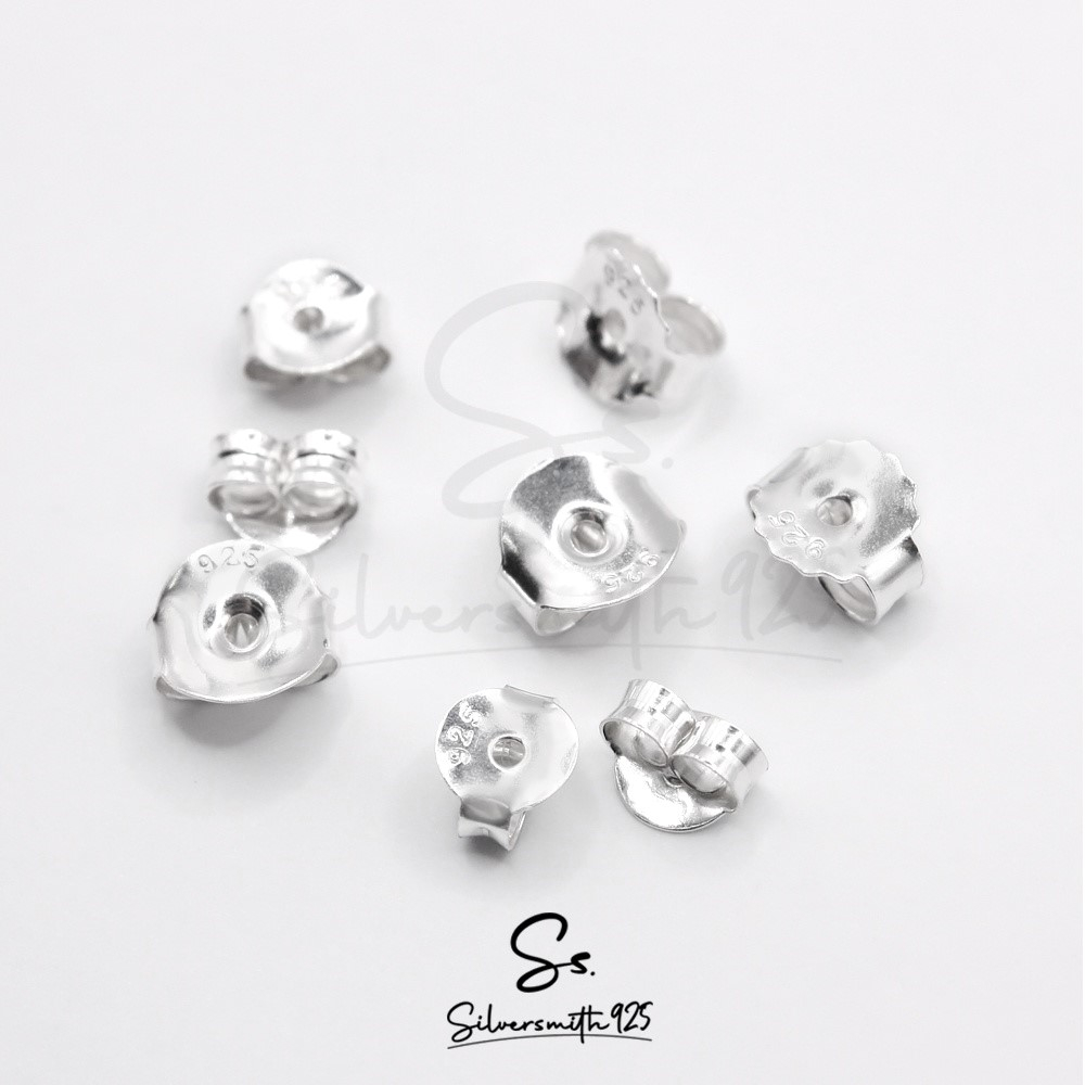 แป้นต่างหูเงินแท้ 92.5% ตอก 925 ทุกชิ้น ขนาด 4.5-6.0 มิล แป้นต่างหูปีกผีเสื้อ