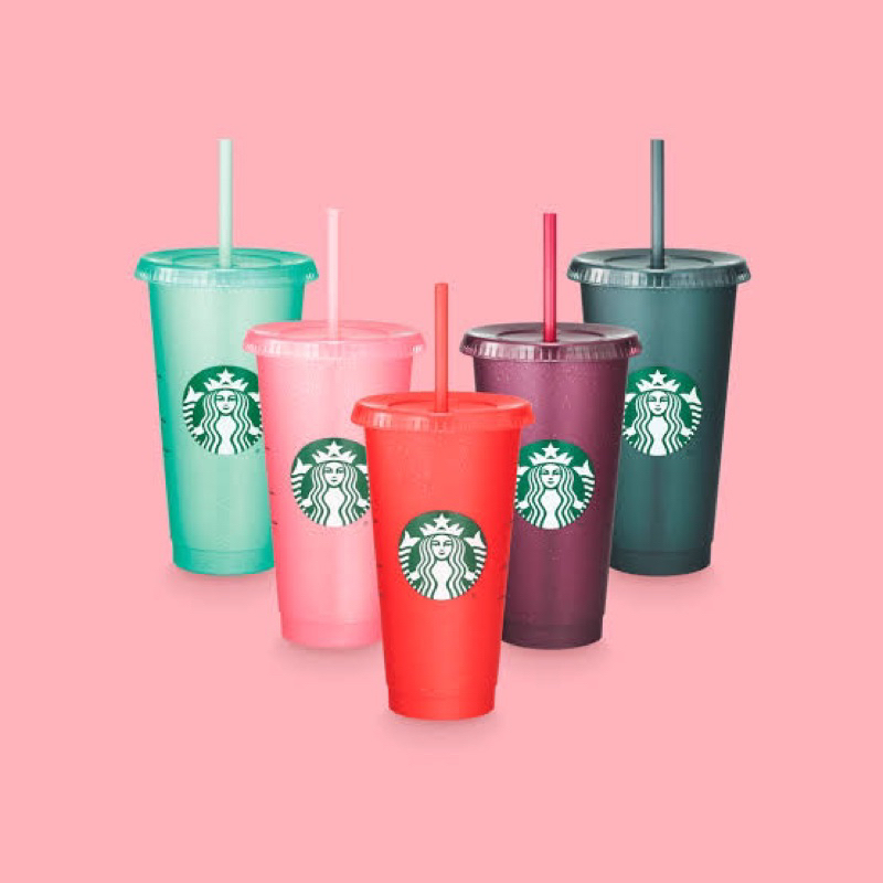 Starbucks Reusable Glitter Set 24 oz ของแท้ จาก shop