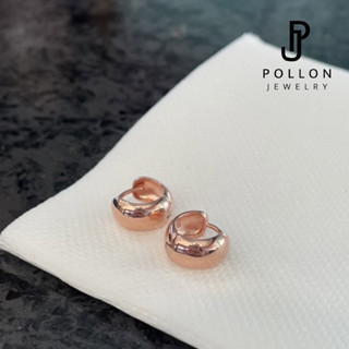 POLLON ต่างหูสำหรับผิวแพ้ง่าย ต่างหูห่วง สีrose gold สแตนเลส 94.8% Swarovski  แท้