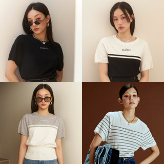 maison KEEPS Pacific Knitted Tops เสื้อไหมพรม คอกลม ปักโลโก้ maison