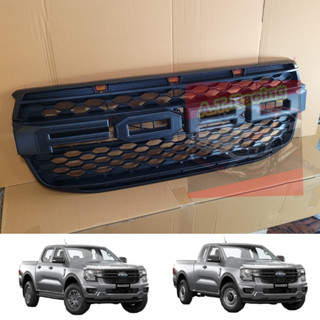 กระจังหน้า หน้ากระจัง FORD  RANGER 22 23 24  รุ่น XL / XL+  งานมีไฟ 3 จุด โลโก้ สีดำ ดำขอบแดง โลโก้แดง