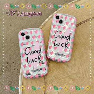 🌈Langton🌸ป้องกันการหล่น ขอบเต็ม iphone 11 14 pro max รูปหัวใจ เคสใส หวานสวย เรียบง่าย เลเซอร์ case for iPhone 12 13