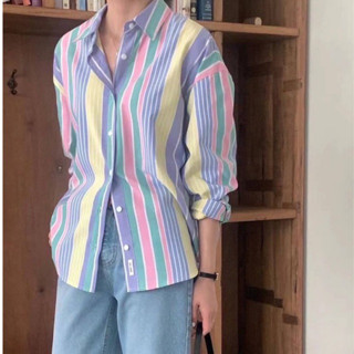 เสื้อเชิ้ตแขนยาว ผ้าไหมทอลายสวยสไตล์แบรนด์  โทนสวยขับผิวสุดๆ ผ้าไหมเนื้อเย็นใส่สบายคะ